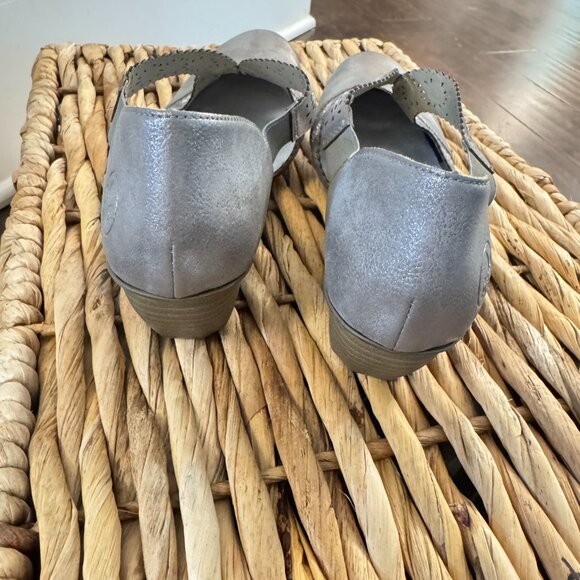 Rieker Mariah Grey Metallic Shoes Women's EU 42 Leather Slip On Comfort Shoe - Picture 4 of 6